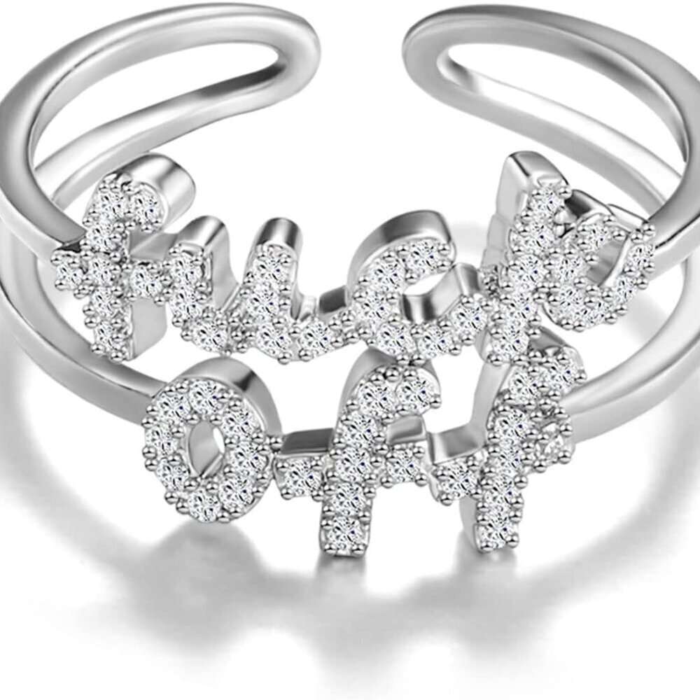 Women Statement Ring Hypoallergenic Cubic Zirconia Adjustable Open Gold Silver